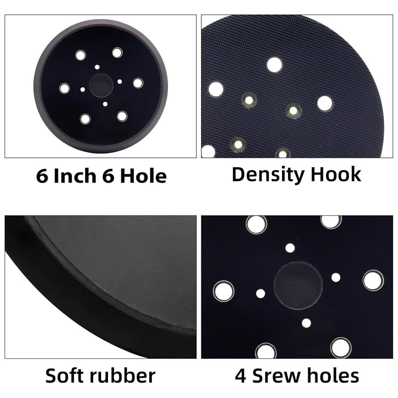 SHUTTLE GENIUS 6 Inch 6 Holes Replacement Sander Pads Hook and Loop, 6" Sanding Pad for Ridgid R2611 Random Orbit Sander, 1 Pack - Image 4